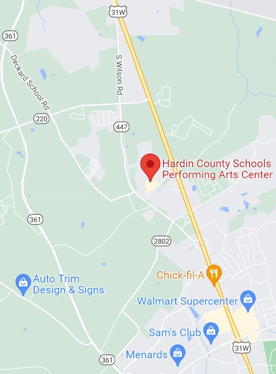 map to Hardin County Schools Performing Arts Center